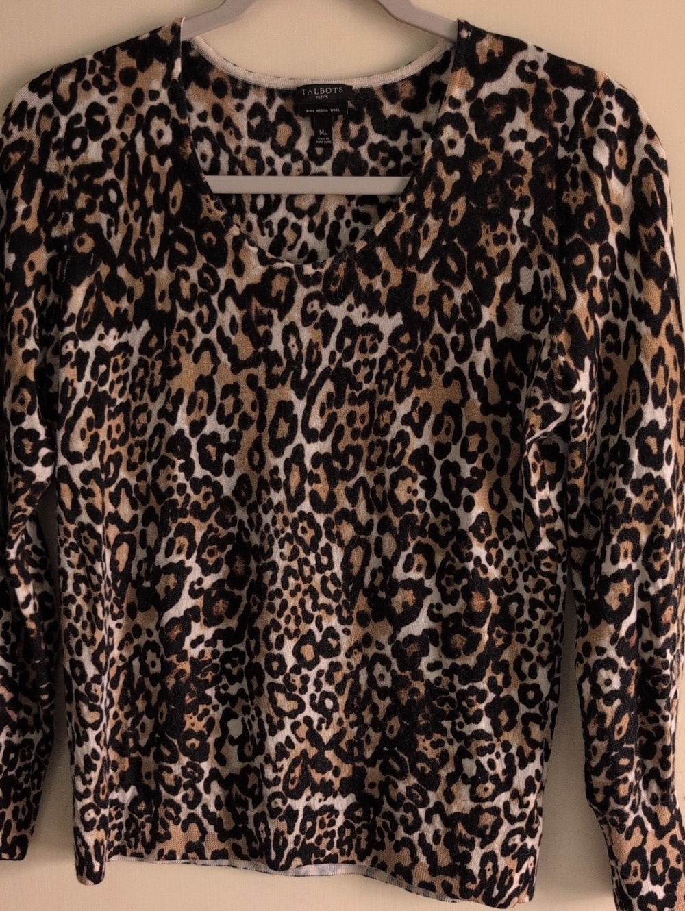 Talbots Leopard-Print Scoopneck Sweater in Brown, Black & Cream